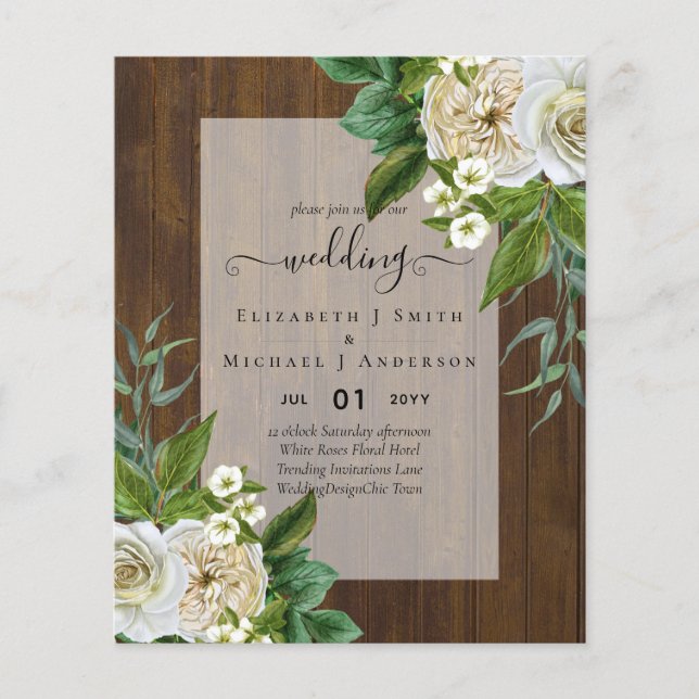 HAUSHALTSWEISSE ROSES Einladungen WEDING CHIC Flyer (Vorne)