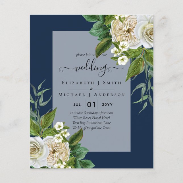 HAUSHALTSWEISSE ROSES Einladungen WEDING CHIC Flyer (Vorne)