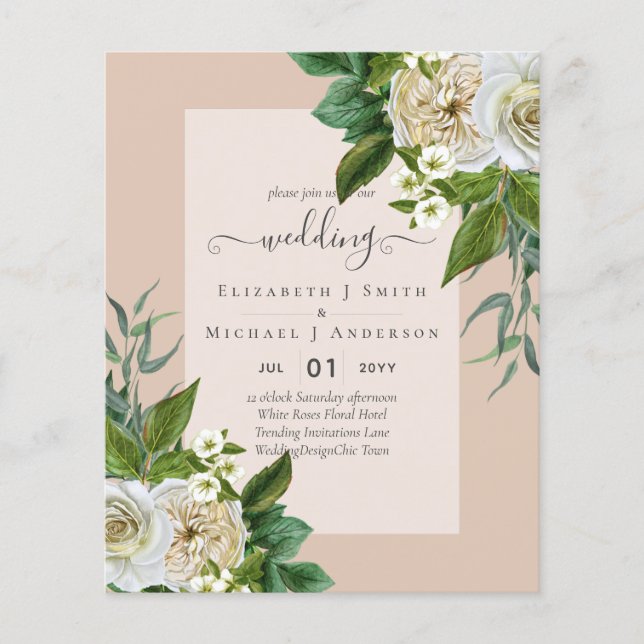 HAUSHALTSWEISSE ROSES Einladungen WEDING CHIC Flyer (Vorne)