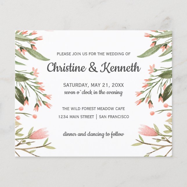 HAUSHALTSWiese Blume Rosa grüne Hochzeit (Vorderseite)