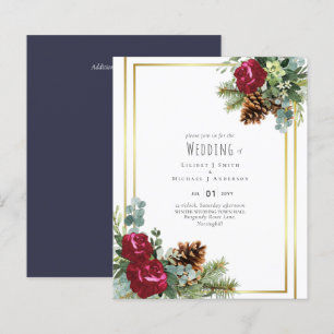 HAUSHALTSWinter Hochzeit Burgund Rose Eukalyptus