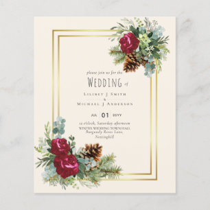 HAUSHALTSWinter Hochzeit Burgund Rose Eukalyptus Flyer