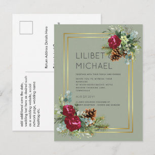 HAUSHALTSWinter Hochzeit Burgund Rose Eukalyptus Postkarte