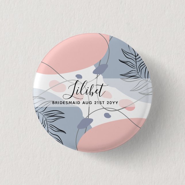 HAUSHALTSZAHL Brautparty gibt Rosa Blau Button (Vorderseite)