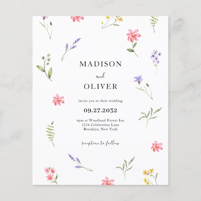 HAUSHALTSZEICHEN Wildblume-Foliage Wasserfarbenhoc (Vorderseite)