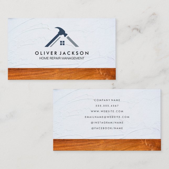 Haushammerlogo | Stucco Wood Visitenkarte (Vorne/Hinten)