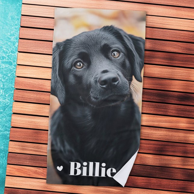 Haushunde Katze Foto Namen Herzen Strandtuch (Pet dog cat photo name hearts beach towel)