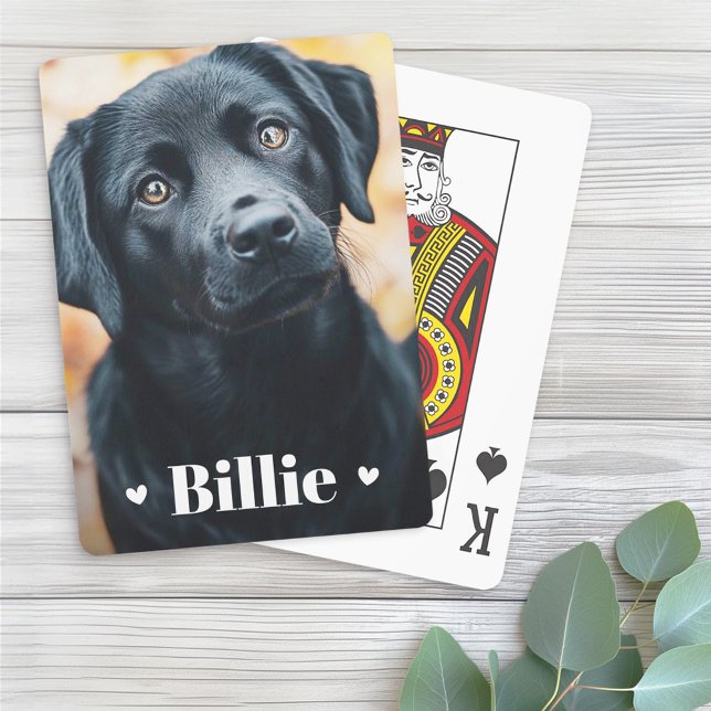 Haushunde Katzen Namen Herzen zwei Fotos Spielkarten (Pet dog cat name hearts two photos poker cards)
