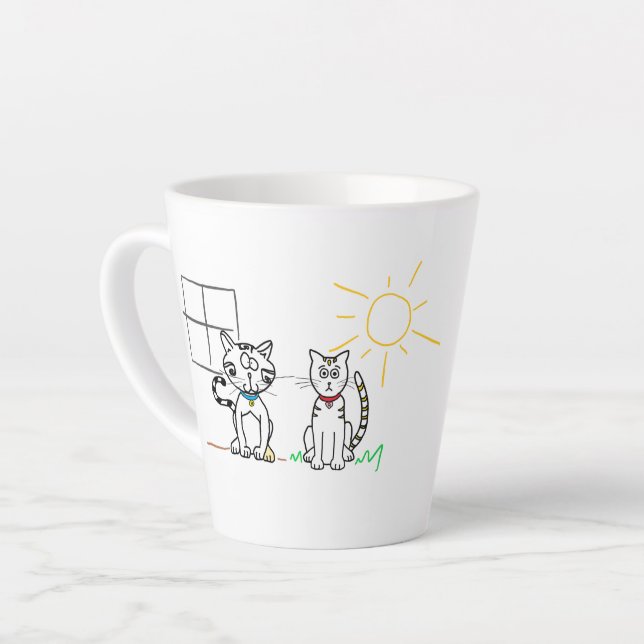 Hauskatze, Barnkatze - latte Tasse (Linke Ecke)