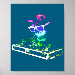 Hauskatze Regenbogen Dj Katze Poster