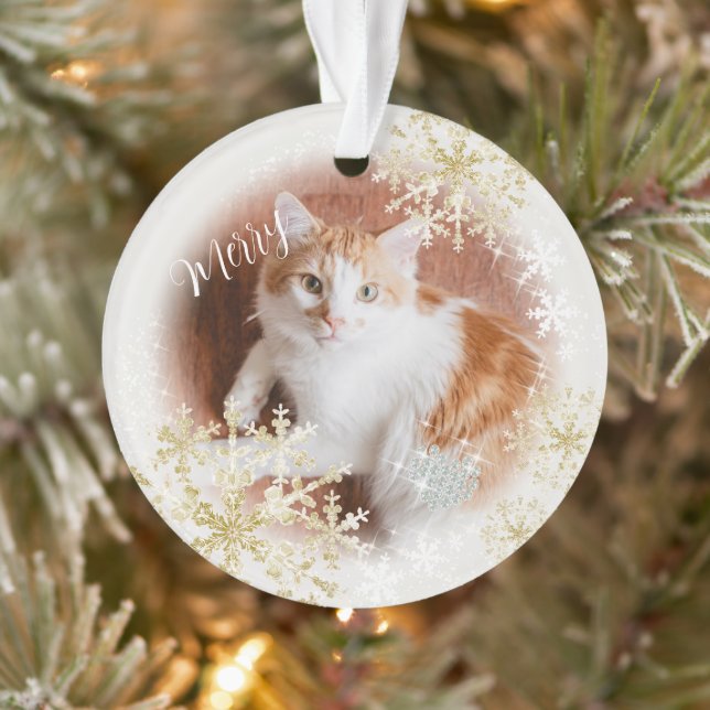 Hauskatze Weihnachten Weißer Ornament (Baum)