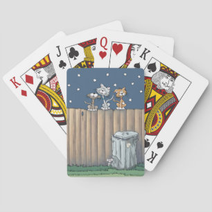 Hauskatzen auf einem Zaun Klassische Spielkarten
