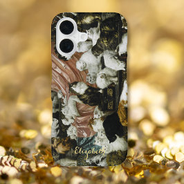 Hauskatzen Kätzchen Vintage Tierart Mit Monogramm iPhone 16 Hülle