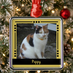 Hauskatzen Name Foto Holiday Gold schwarz Ornament Aus Metall