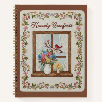 Häusliche Gemütlichkeit Besticktes Fenster & Blume Notizbuch