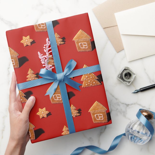 Häusliche und baumförmige Lebkuchenmuster Geschenkpapier (Schenken)