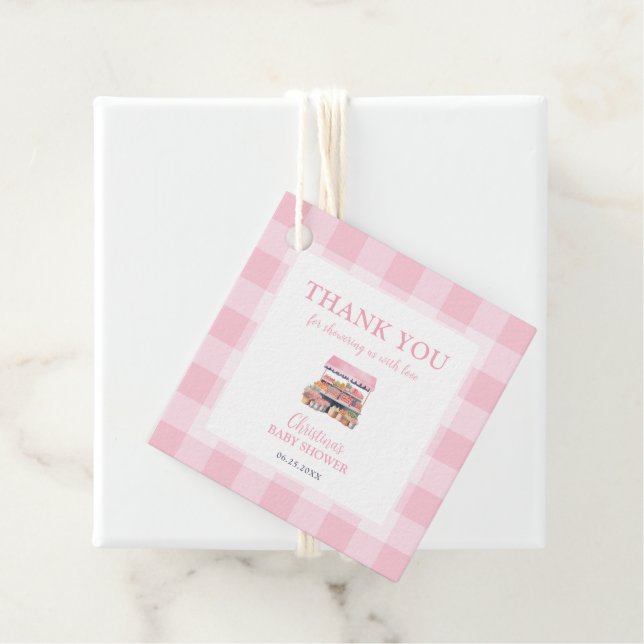 Hausmädchen Babydusche Danke Geschenkanhänger (Beispiel)