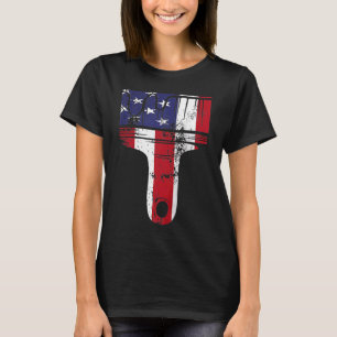 Hausmaler Dekorateur Farbpinse Amerikanische Flagg T-Shirt