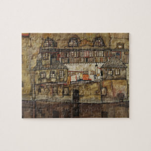 Hausmauer am Fluss durch Egon Schiele