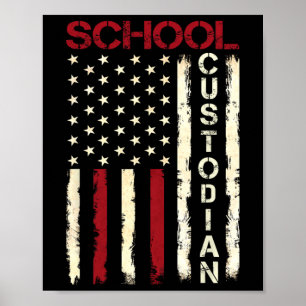 Hausmeister US-amerikanische Flagge Würdigung Bac Poster
