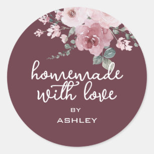 Hausmeisterin mit Liebe Rose Burgundy Geschenk Runder Aufkleber