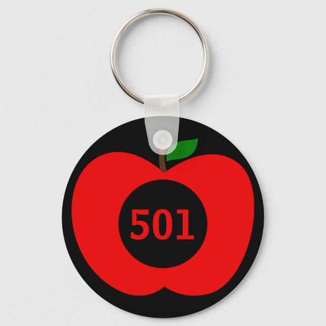 Hausnummer hinzufügen/Monogram Red Apple Schlüssel Schlüsselanhänger (Vorderseite)