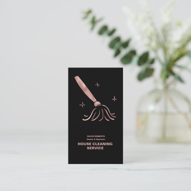 Hausreiniger Rose Gold Reinigungsservice Visitenkarte (Stehend Vorderseite)