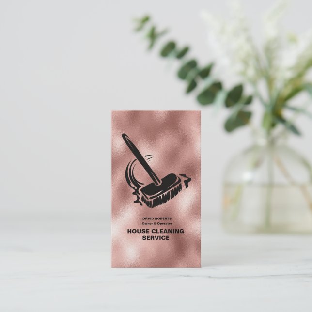 Hausreiniger Rose Gold Reinigungsservice Visitenkarte (Stehend Vorderseite)