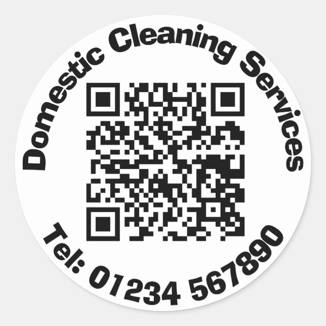 Hausreiniger und Hausreiniger mit QR Code Cl Runder Aufkleber (Vorderseite)