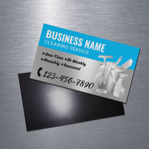 Hausreinigung Blau & Silver Housekeeping Magnetische Visitenkarte