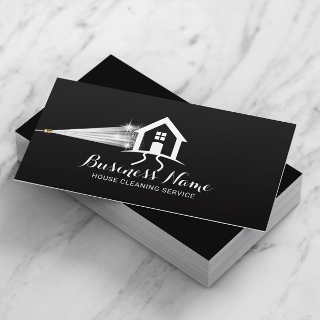 Hausreinigung Druck Waschhaus-Logo schwarz Visitenkarte (Von Creator hochgeladen)