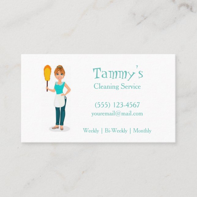 Hausreinigung Girl Service Business Card Visitenkarte (Vorderseite)