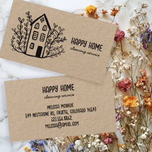 Hausreinigung Handgezogene Doodle Kraft Visitenkarte