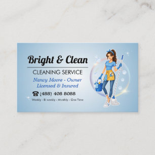 Hausreinigung Haushälterei Service Modern Blau Visitenkarte