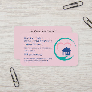 Hausreinigung Heimservice Charmantes Rosa Visitenkarte