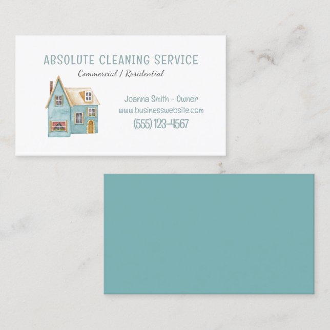 Hausreinigung Housekeeping Service Wasserfarbe Visitenkarte (Vorne/Hinten)