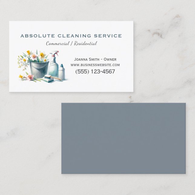 Hausreinigung Housekeeping Service Wasserfarbe Visitenkarte (Vorne/Hinten)