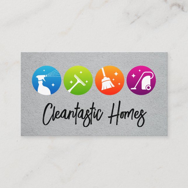 Hausreinigung | Icons reinigen Visitenkarte (Vorderseite)
