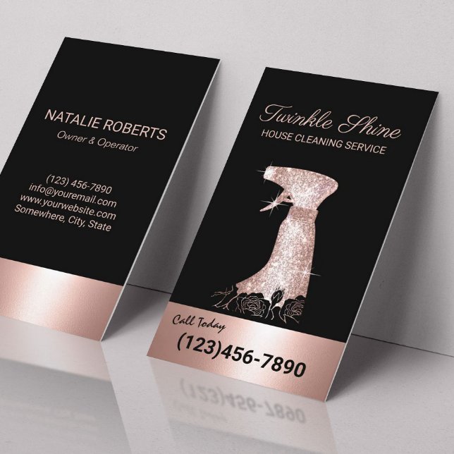 Hausreinigung Luxus Rose Gold Housekeeping Visitenkarte (Von Creator hochgeladen)