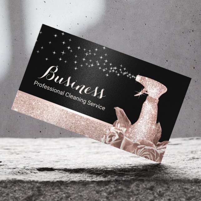 Hausreinigung Moderne Rose Gold Floral Spray Schwa Visitenkarte (Von Creator hochgeladen)
