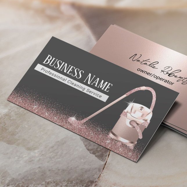 Hausreinigung Moderne Rose Gold Vakuumreiniger Visitenkarte (Von Creator hochgeladen)
