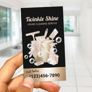 Hausreinigung Moderner Gold Housekeeping Service Visitenkarte