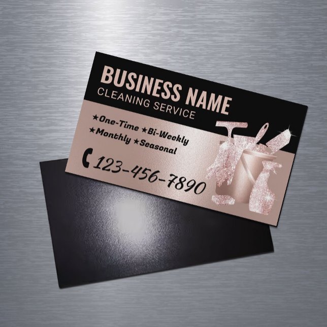 Hausreinigung Rose Gold Glitzer Housekeeping Magnetische Visitenkarte (Von Creator hochgeladen)
