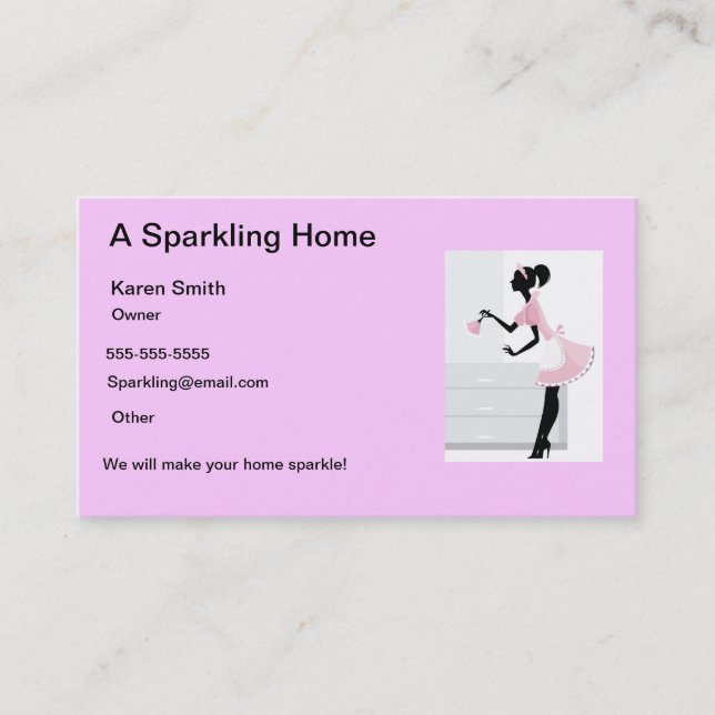 Hausreinigung Visitenkarte Pink Maid Lady (Vorderseite)