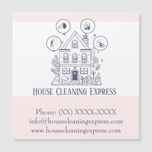 Hausreinigung Zuhause Services Charming Business C Magnetkarte (Vorderseite)