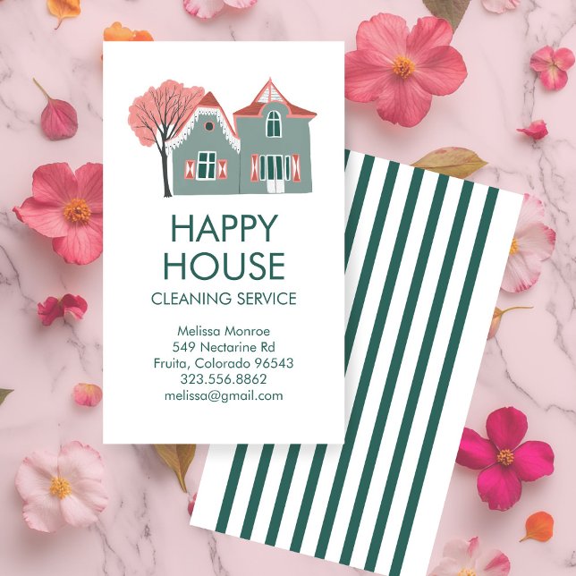 Hausreinigung Zuhause Services Charming Visitenkarte (House Cleaning Home Services Charming Business Card
)