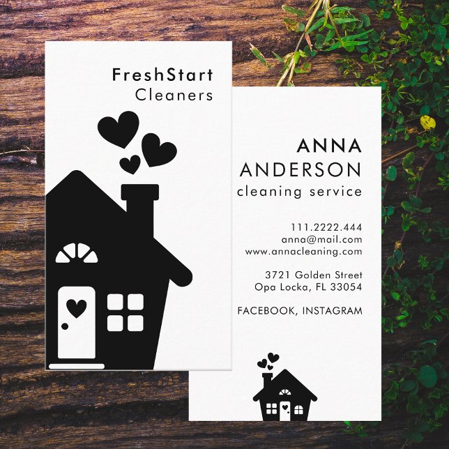 Hausreinigung Zuhause Services Minimal einfach Visitenkarte (Von Creator hochgeladen)