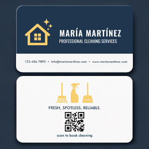 Hausreinigungs Blau QR-Code Professional Visitenkarte