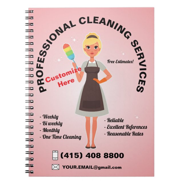 Hausreinigungsservice Maid Janitorial Lady Notizblock (Vorderseite)