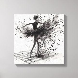 Hausschuhe aus schwarzem und weißem Ballet, gestep Leinwanddruck